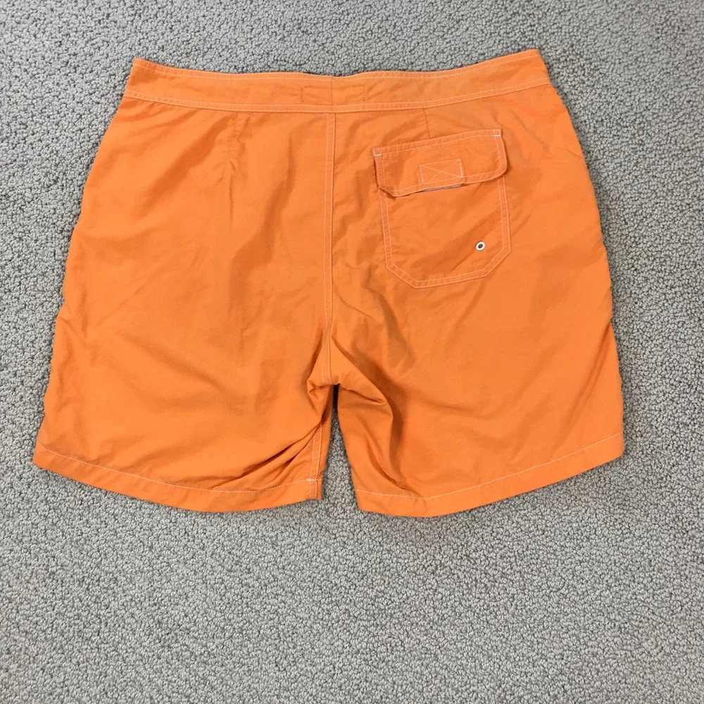 Bonobos Mens Board Shorts Orange Nylon Swim Trunks Size 34 Drawstring Mesh Lined